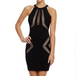 Honey & Rosie black bodycon mesh mini cocktail dress medium Dillards cutout